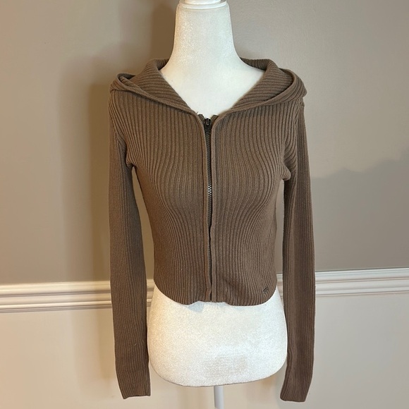 Hollister Sweaters - Hollister Brown Ribbed Women's Cadigan Juniors size Xs
